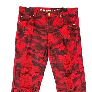 Argonaut Nation Distressed Camo Denim Jeans Men 32 Streetwear Archive Red Punk